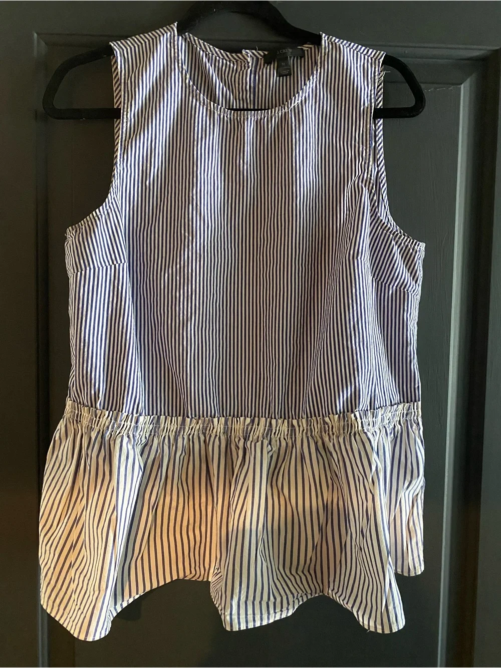 J. Crew Striped Sleeveless Peplum Top in Navy and White